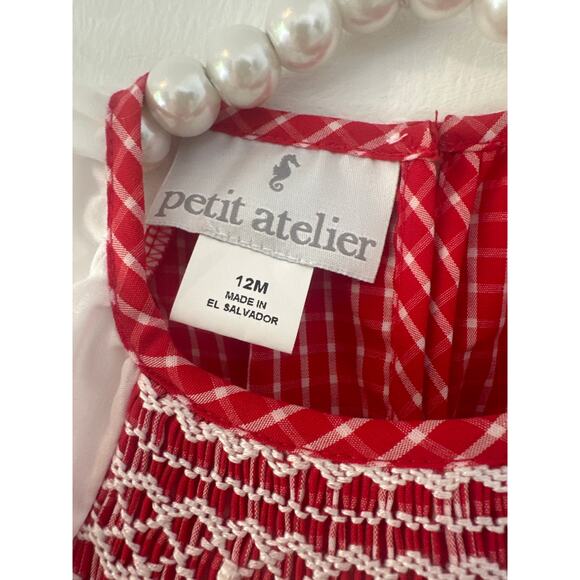 Petit Atelier Sz 12 red check dress Chritmas holiday lightweight - Picture 3 of 8